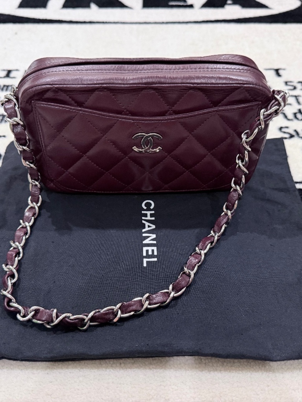 Vintage Chanel Camera Bag in a Rich Burgundy Quilted Lambskin Shoulder Bag - Picture 2 of 14